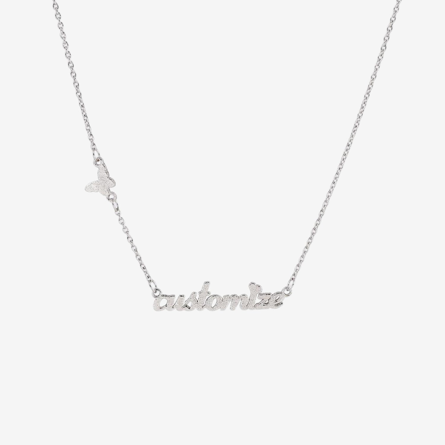 18K Gold Butterfly Custom Name Necklace Silver