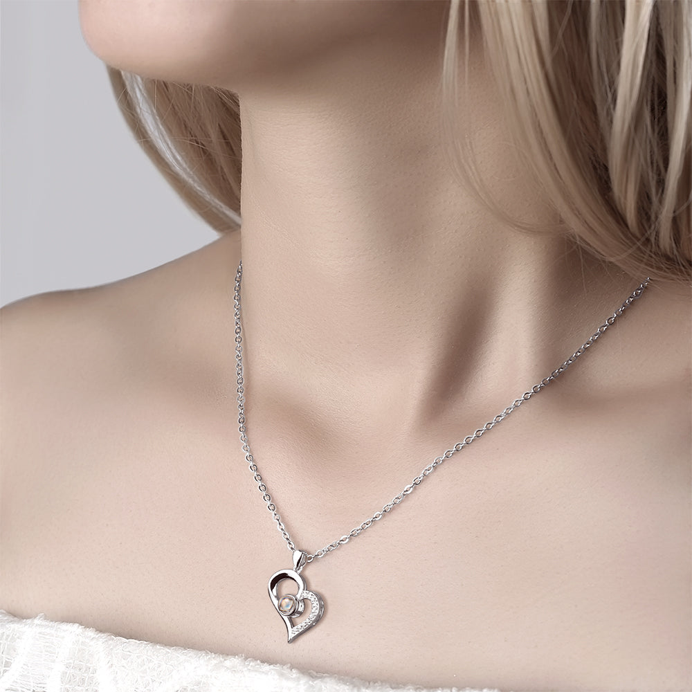 Personalized Heart Pendant Photo Projection Necklace