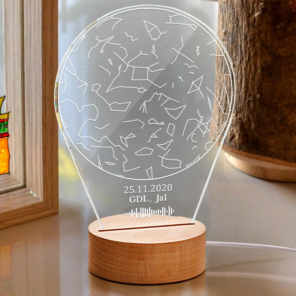 Custom Scannable Code Song Acrylic Night Lamp Constellation Star Map Night Light