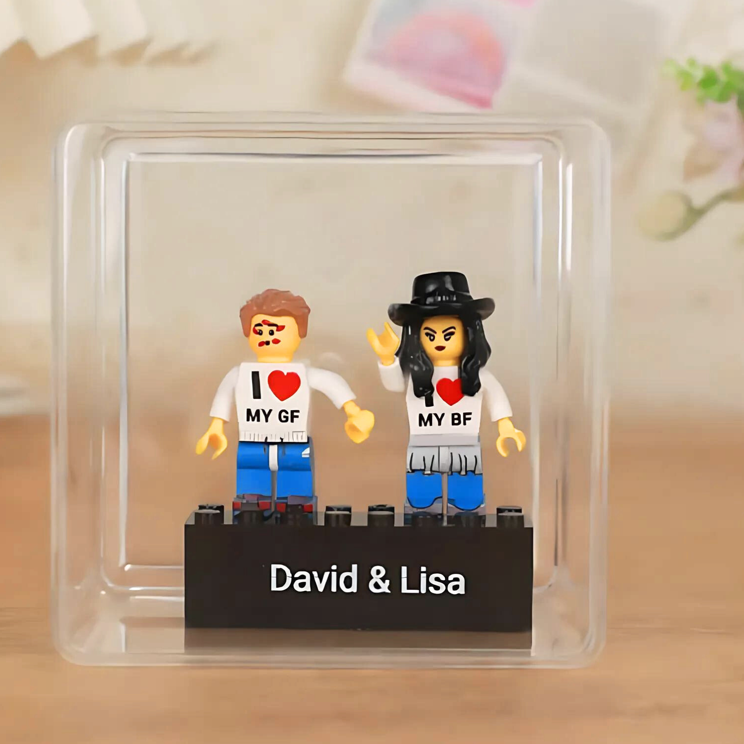 Custom Couple Minifig Personalized Minifig With Engraved Base