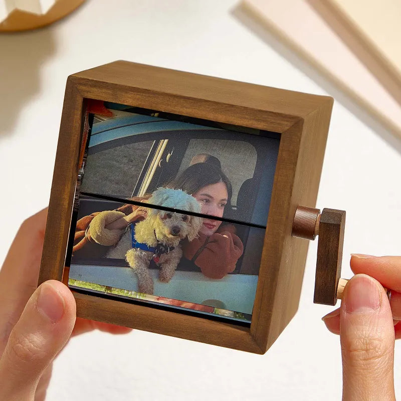 Custom FlipBook Frame Animation Machine Mechanical Hand Motion Photo Album Black Walnut Handicrafts Creative gift