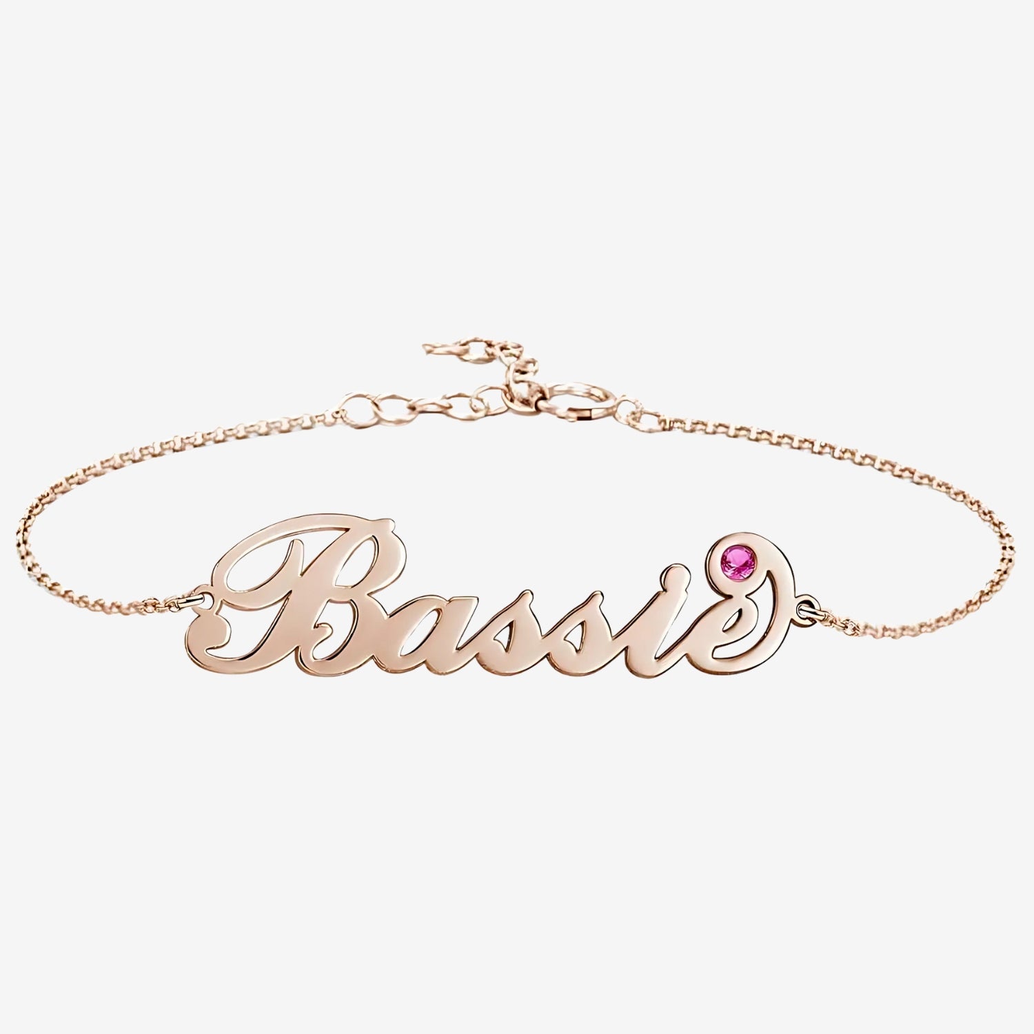 Personalized Name Bracelet with Custom Birthstone - Copper