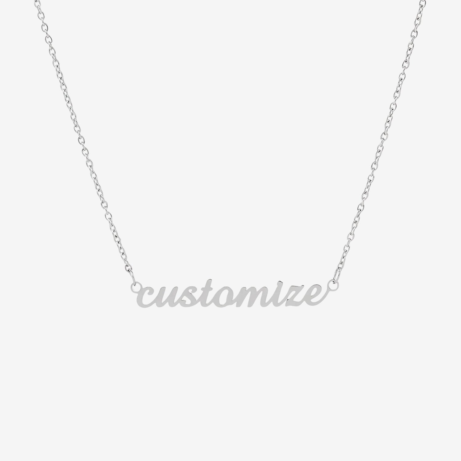 Personalized Name Necklace Stainless Steel 4 Different Fonts Silver