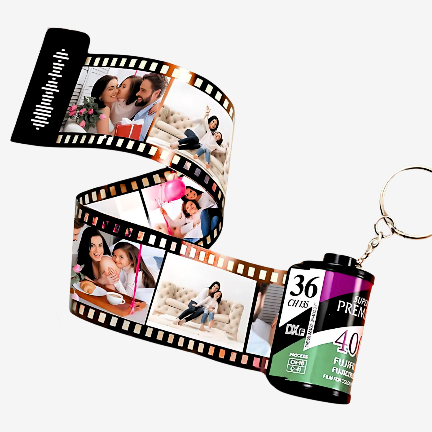 Personalized Scannable Code Photo Film Roll Keychain