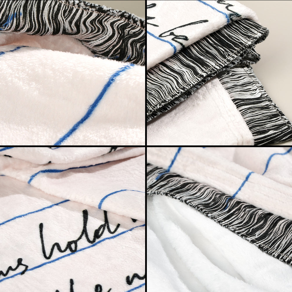 Personalized Hand-Written Printed Letter Blanket Unique Gift for Lover